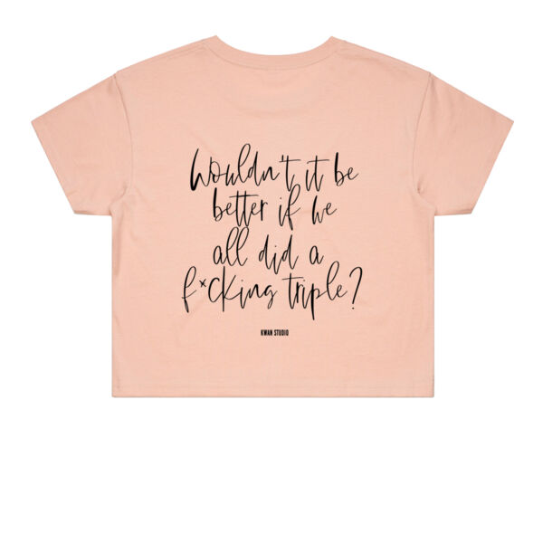 F*cking triple Womens Cropped Tee (Black print on back) F*cking triple Womens Cropped Tee (Black print on back) Thumbnail