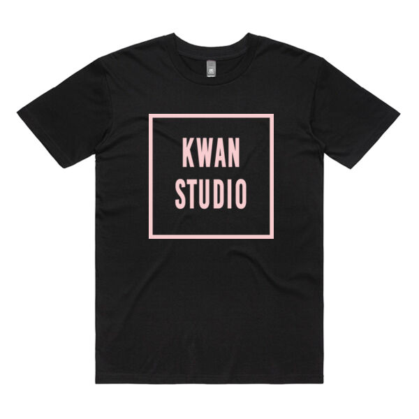 Kwan Studio logo square Adults Unisex Tee (Pink print on front only) Kwan Studio logo square Adults Unisex Tee (Pink print on front only) Thumbnail