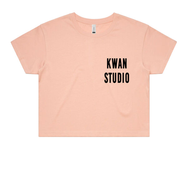 Kwan Studio logo Womens Cropped Tee (Black print on front only) Kwan Studio logo Womens Cropped Tee (Black print on front only) Thumbnail
