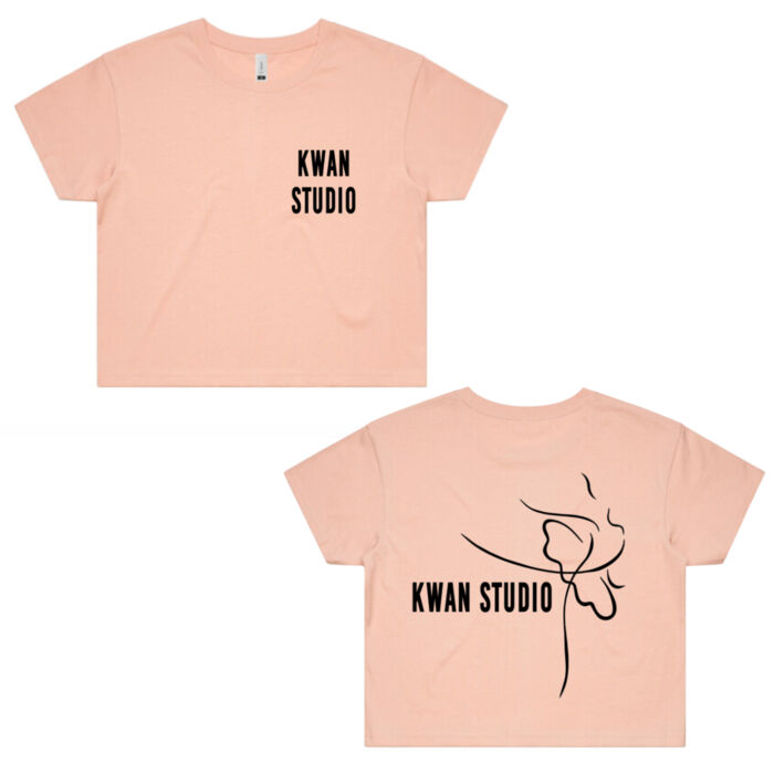 Kwan Studio logo + ballerina on back Womens Cropped Tee (Black print) Kwan Studio logo + ballerina on back Womens Cropped Tee (Black print) Thumbnail