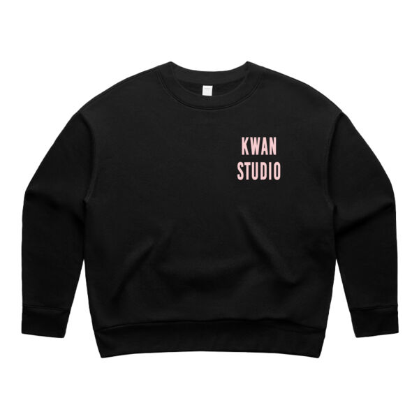 Kwan Studio logo Womens crew jumper (Pink print on front only) Thumbnail