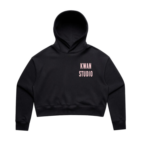 Kwan Studio logo Womens cropped hoodie (Pink print on front only) Kwan Studio logo Womens cropped hoodie (Pink print on front only) Thumbnail