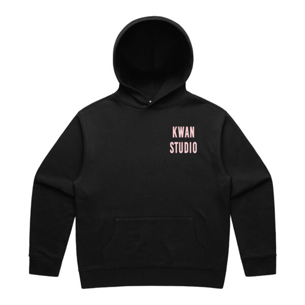 Kwan Studio logo Mens hoodie (Pink print on front only) Thumbnail