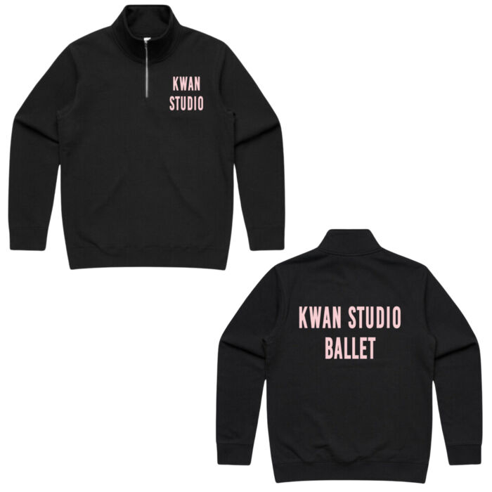 Kwan Studio logo + text on back Mens zip jumper (Pink print) Kwan Studio logo + text on back Mens zip jumper (Pink print) Thumbnail