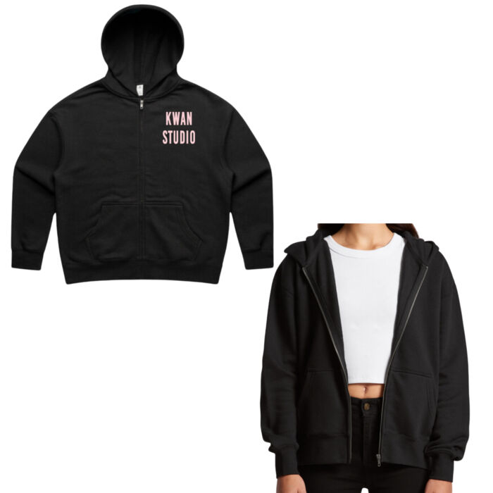 Kwan Studio logo Womens full zip hoodie (Pink print on front only) Kwan Studio logo Womens full zip hoodie (Pink print on front only) Thumbnail