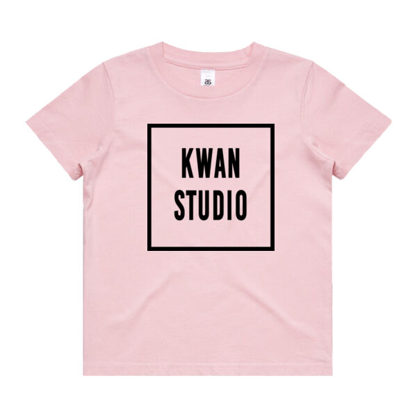 Kwan Studio logo square Kids Tee (Black print on front only) Thumbnail
